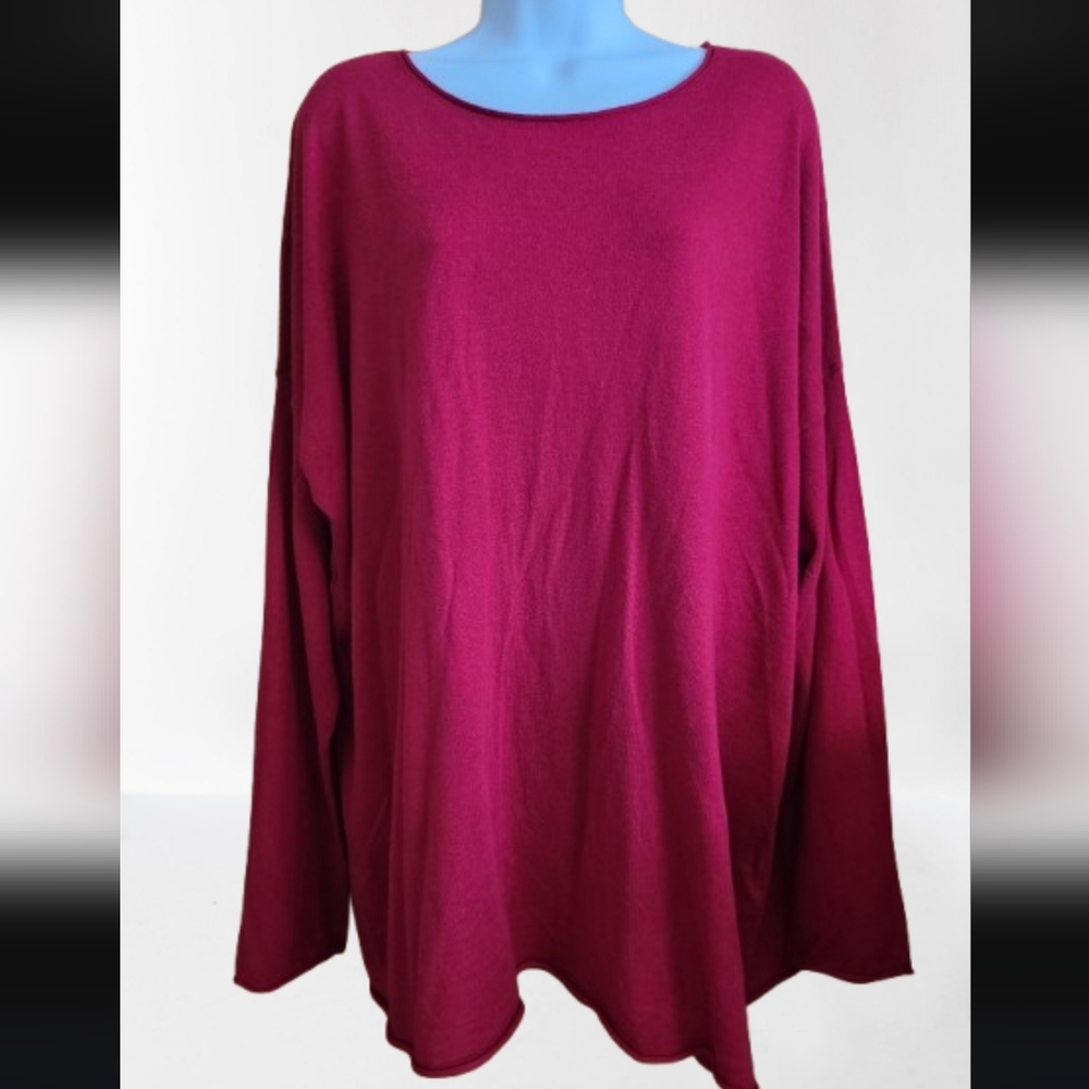 Eileen Fisher Tencel/Cotton/Silk Burgundy Long Sleeve Sweater